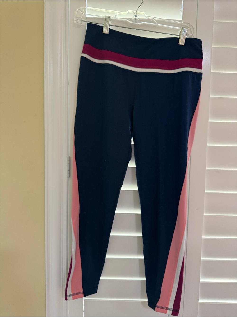 DSG Navy Leggings with Pink and White Side Stripes